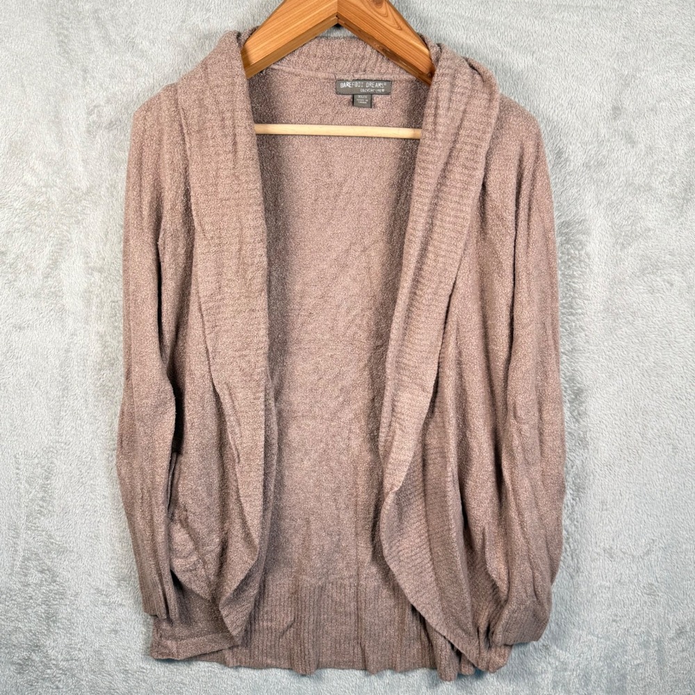 Barefoot Dreams CozyChic Lite Cardigan Women XS/S Brown L/S Open Front Comfort